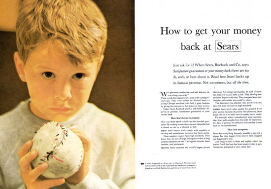 Ogilvy's Sears ad about how to get your money back