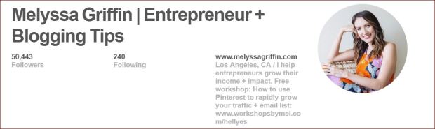 Your Pinterest bio is the place to tell your target audience what you do and who you do it for.